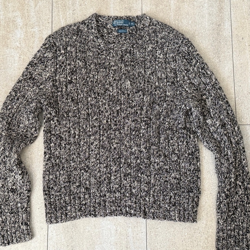 Ralph Lauren Men's Black and White Crewneck Sweater